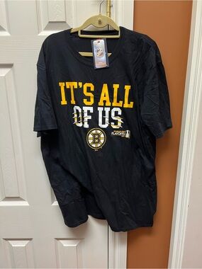 NHL Black Tee with Gold Trim and Yellow Print